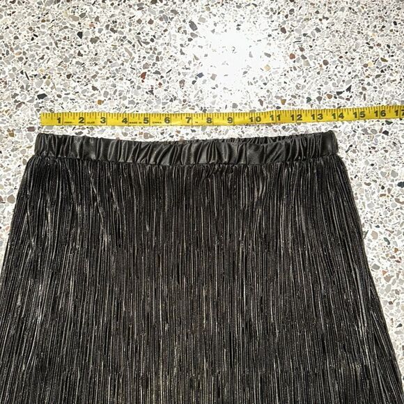 EUC Patra black gold bronze crinkle maxi skirt vintage 12 modern 8 - Picture 5 of 6
